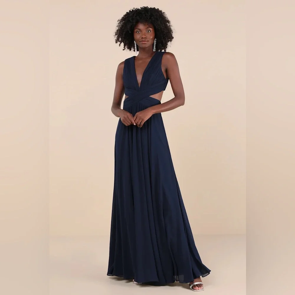 Lulus Vivid Imagination Navy Blue Cutout Maxi Dress - Picture 4 of 11